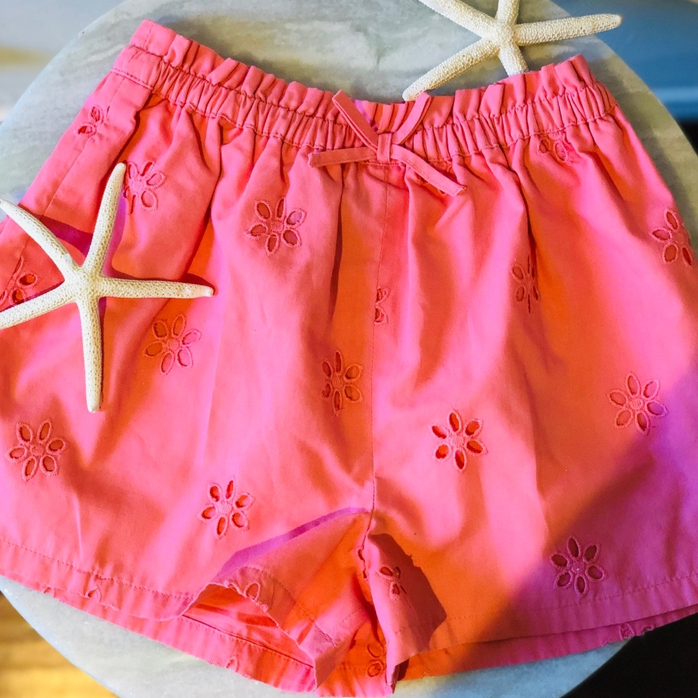 Nautica Girls Shorts Coral Eyelet Paperbag Style